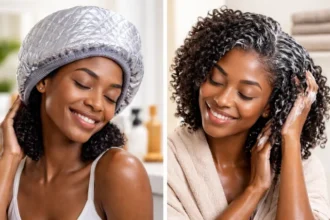 Deep Conditioner 4B Hair routine showing heat cap vs no heat deep conditioning steps