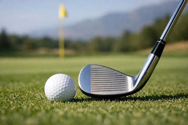 Gap Wedge showing loft angle and approach shot setup at address