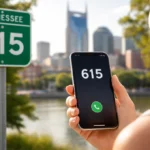 615 Area Code map showing Nashville and surrounding Middle Tennessee cities