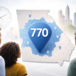 770 Area Code map and major cities in the Georgia metro Atlanta region