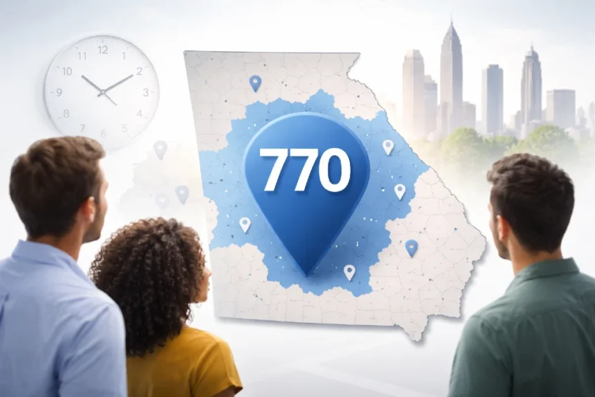 770 Area Code map and major cities in the Georgia metro Atlanta region