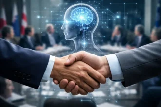 AI transformation is a problem of governance concept showing control, regulation, and ethical AI systems