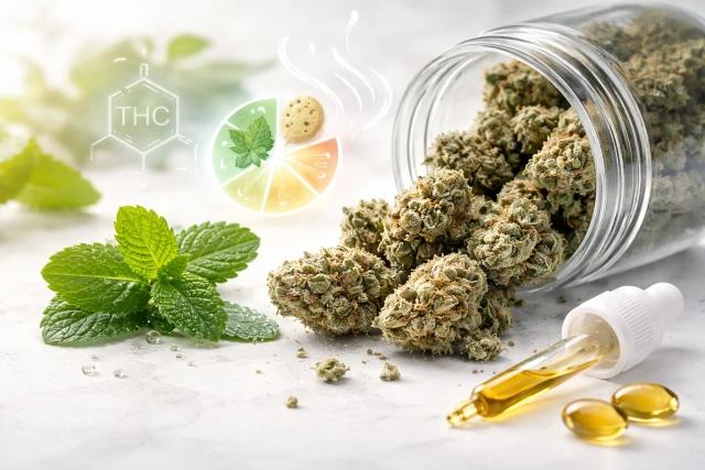 Animal Mints Strain buds with frosty trichomes and minty aroma profile