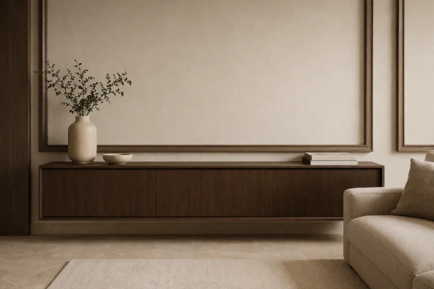 Boxed Wood wall and ceiling design in a luxury modern interior