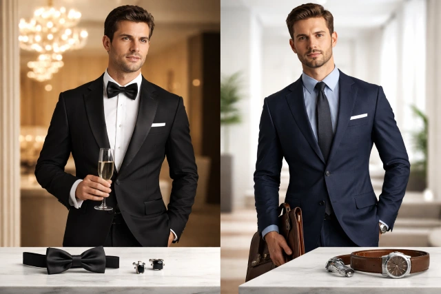 Dinner Suit vs Business Suit comparison formal evening suit and professional office suit