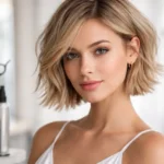 Short Hairstyles guide showing trendy cuts for oval, round, square, heart, diamond, and long face shapes
