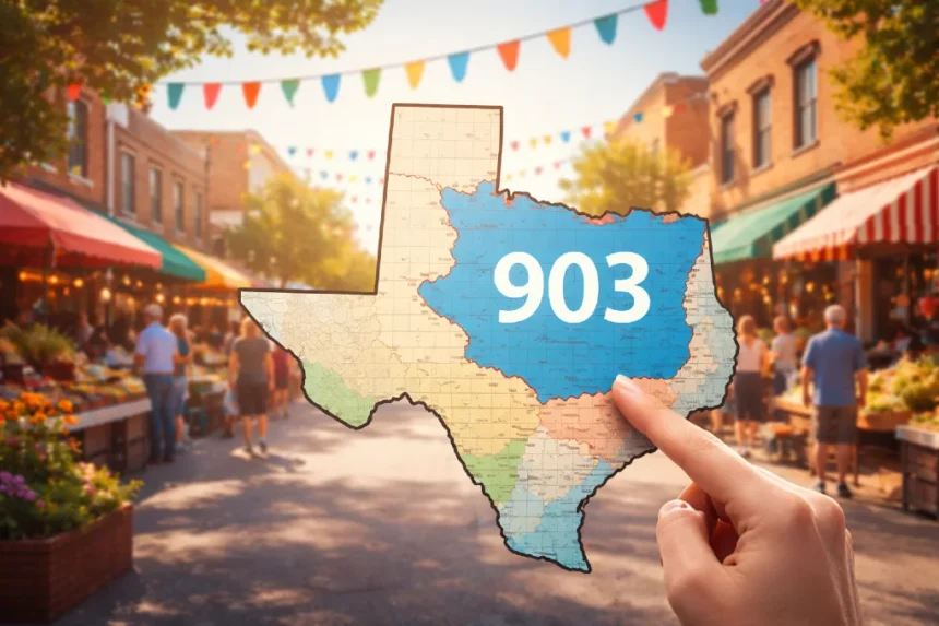 903 Area Code map showing Northeast Texas coverage area and major cities