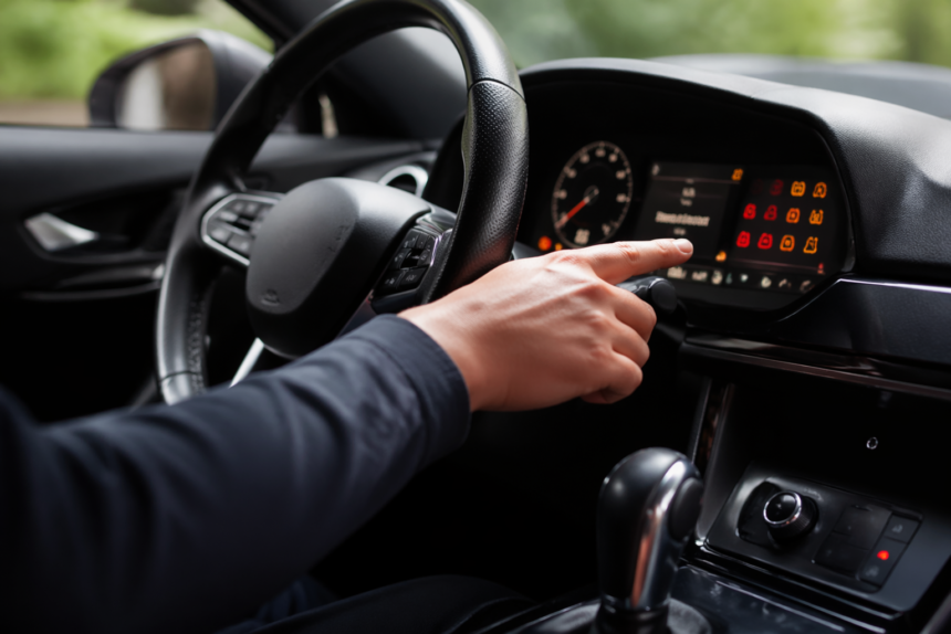 Automatic Car Symbols shown on a modern vehicle dashboard in easy US English