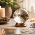 Ball Crystal Ball styled in a modern spiritual space with candles, books, and soft natural light