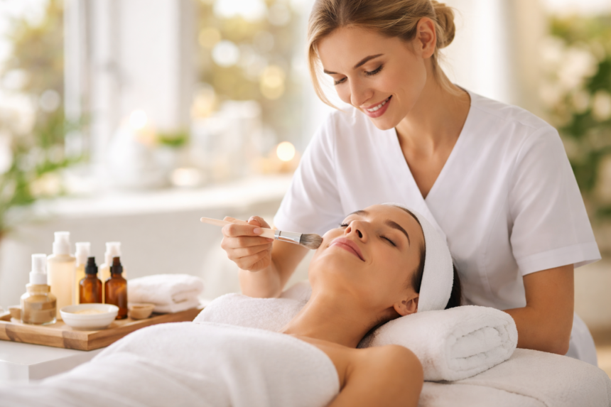 Beauty Therapist Jobs professional providing skincare treatment in a modern spa setting