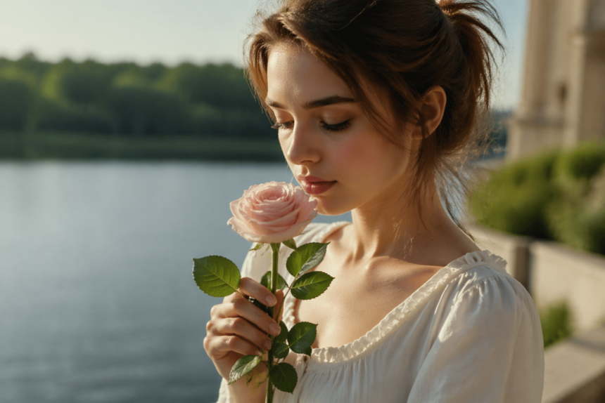 Emma's Rose concept with a delicate rose symbolizing beauty, identity, memory, and emotional significance