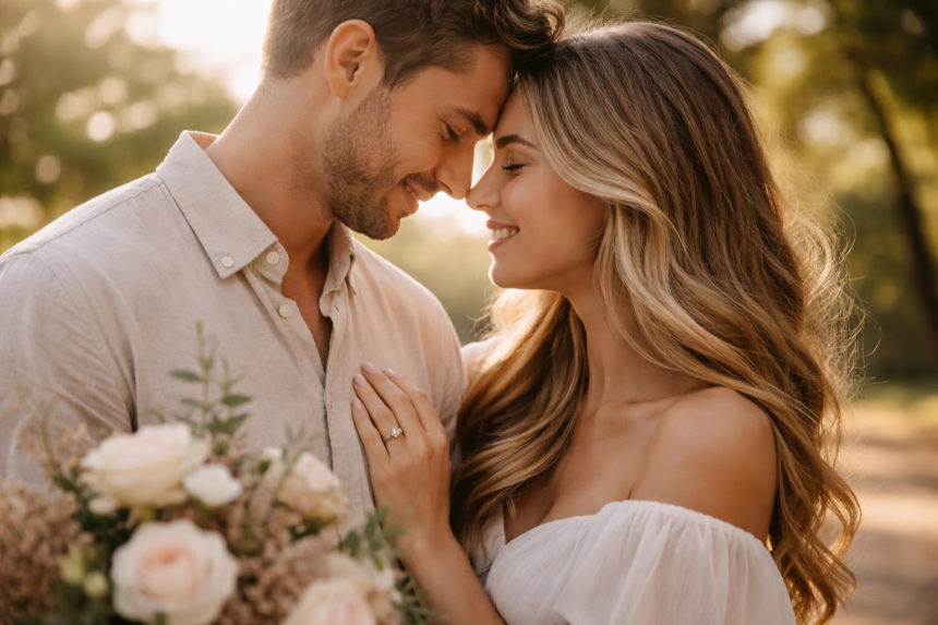 Engagement Photos session with a couple using natural romantic poses to capture real love stories