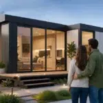 Homers Modular modern prefab home with terrace and large glass windows