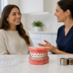 Invisalign Alternative options for straighter teeth at lower cost shown with clear aligners and braces consultation