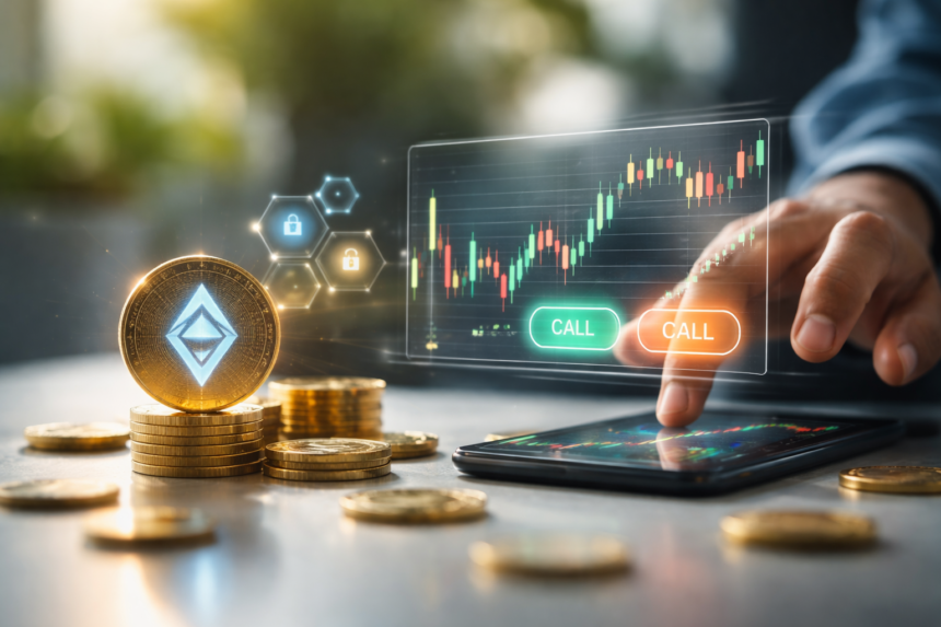 Logium decentralized crypto options trading dashboard concept with wallet based DeFi market analysis