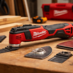 Milwaukee Multi Tool cutting trim during a home improvement project
