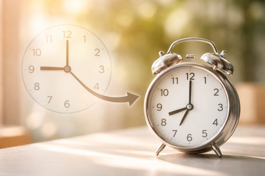 Clock illustration showing what time was it 10 hours ago with clear before-and-after time comparison