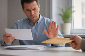 Why You Should Never Pay a Collection Agency consumer reviewing a debt notice at home